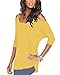 Styleword Women's Three-quarter Sleeves Off Shoulder Casual Shirt Tops(Yellow,L)