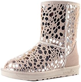 Ashlen Women's Chic Shiny Faux Fur Waterproof Short Snow Booties Dressy Boots