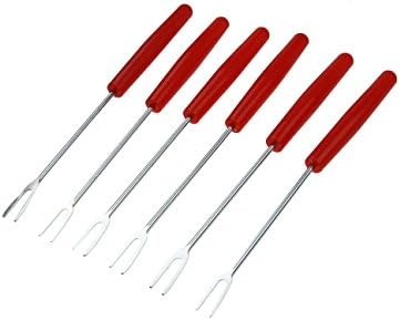 ShengHai Stainless Steel Fondue Forks 7", Set of 12, Small, Cheese Fondue Forks with Heat Resistant Handle for Chocolate Fountain Cheese Fondue (12)