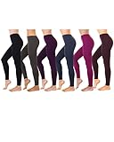 6 Pack Fleece Lined Tights - Thick Brushed Leggings - Multi Color Pack