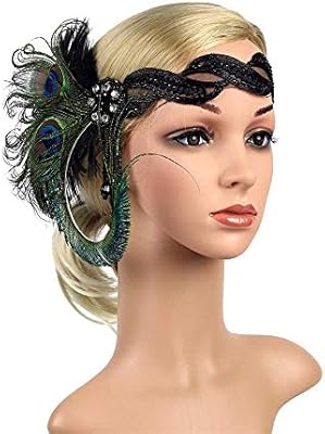 Zeeliy 1920s Headpiece Sequins Headband Great Gatsby Headdress