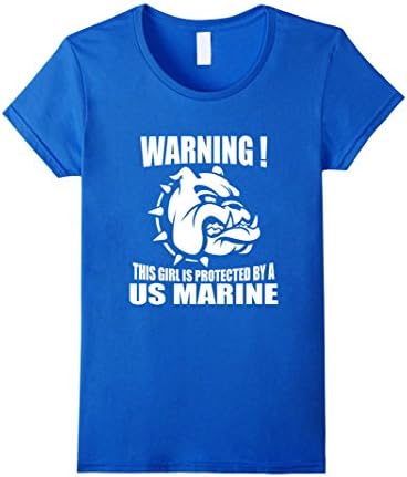 Women's This Girl Is Protected By A Us Marine Valentine T-Shirt  Small Royal Blue