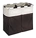 Whitmor Easycare Double Laundry Hamper - Lights and Darks Separator - Espresso, 2 Section