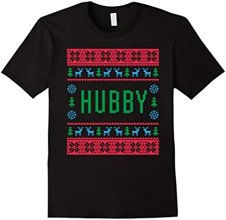 Mens Hubby Ugly Christmas Sweater Matching Family Pajamas Shirt Large Black