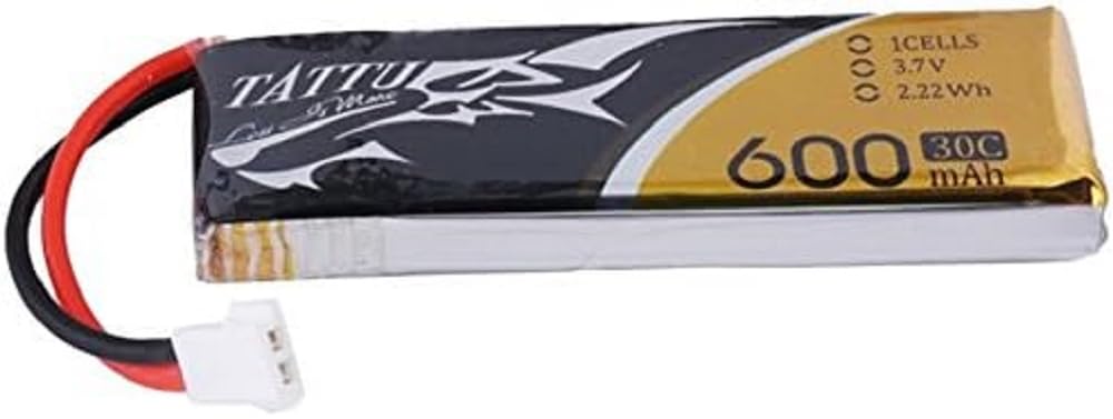 Tattu 600 mAh, 3.7 V, Lipo battery pack with Molex plug for drones, UAV FPV race RC quadcopter like BLADE SR120 / mQX / QX180 (1 piece/pack), 30C 1S1P,
