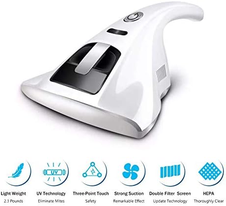 Wealth Mites UV Vacuum Cleaner HEPA Filtration Suctions,Eliminates Mites, Bed Bugs and Allergens for Mattresses, Pillows, Cloth Sofas, and Carpets,White