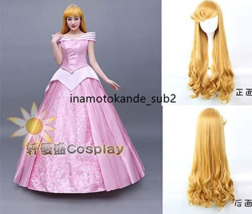 Amazon コスプレ衣装 ディズニー 眠れる森の美女オーロラ姫 ウィッグ コスプレ 仮装 通販