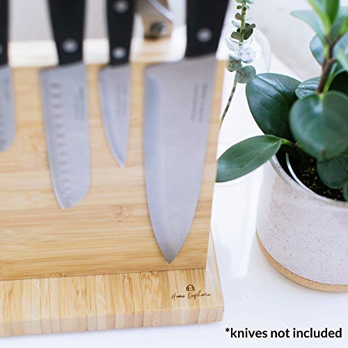 Home Euphoria Magnetic Knife Holder with Powerful, Heavy-Duty, Double-Sided Magnets. Durable Bamboo Knife Organizer, Holder, or Cutlery Display. Perfect Solution for Knife Storage and Organization