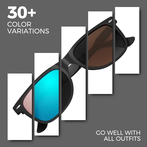 Sunier Sunglasses Mens Womens Polarised, Retro Square Ultralight Driving Fishing Running Cycling Shades Mens with UV400 Protection