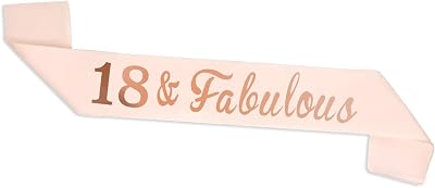ALLY-MAGIC 18th Birthday Sash Rose Gold 18 & Fabulous Party Gift Women