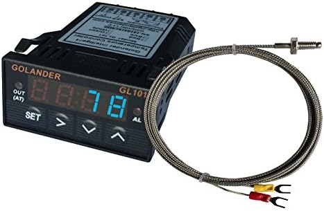 Universal 1/32 DIN PID Temperature Controller, Blue with K Thermocouple