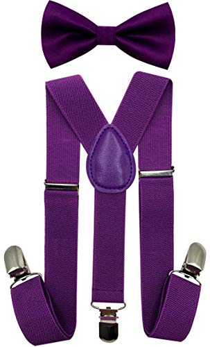 CD Kids, Toddlers Suspender and Bow Tie Set, Adjustable Set and Colors for Boys and Girls (Purple) - Thumbnail 7