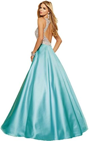 Women's Sparkly Crystal Beading Prom Dresses Long 2017 Sexy Open Back Party Ball Gown Scoop Bridesmaid Dresses XYB111
