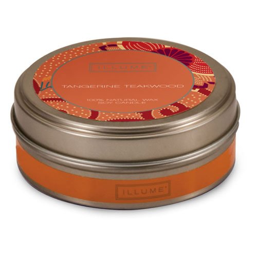 Illume Travel Tin 1.9 oz Natural Candle Tangerine Teakwood