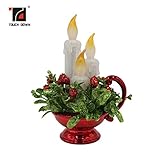 TOUCH DOWN Acrylic Glitter LED Candle Decoration,Battery Operated Flameless Candles for Seasonal & Festival Celebration,1 Pack