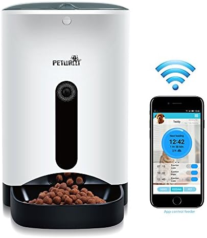 Smart Pet Feeder, Automatic Pet Feeder for Dogs and Cats, Built in 1 Million Pixels Webcam&amp;Wi-Fi, 4.3L Food Tank, Compatible with iOS/Android or Other Smart Devices,App Feeder-L11.8xW9.6xH14.9in