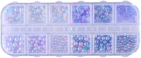 1Box Mixed Size Beads Nail Art Mermaid Gradient Ball Pearl Circle Semicircle 3D DIY Nail Studs Rhinestones For Nail Decor CH497