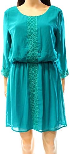 City Studio Womens Embroidered Trim Blouson Casual Dress Green S