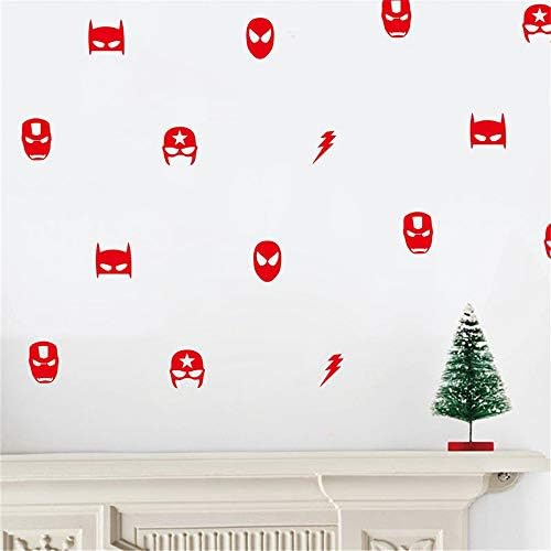 40 Super Hero Marvel Mask Wall Sticker Child Boy Bedroom Decoration Flashing Vinyl Art Wall Decal Red