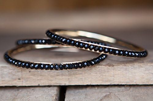 Gold &amp; black bangle, Minimal bracelet, Bracelets set, Black beads bangle, Simple black bracelet, Basic gold bracelet, Stacking Bracelet