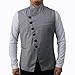 Lanbaosi Men's Casual Slim Fit Oblique 6 Button Down Stand Collar Vest