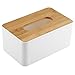 Yosooo Bamboo Tissue Box Modern Look Rectangular Paper Holder Boxes for Bathroom Dining Table Bedroom Storage Organizer(Rectangle), 21cm x 13cm x 9.8cm