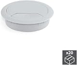 Emuca Ø60mm Round Grommet Grey Plastic Set of 20 for Desk Cable Management view 3