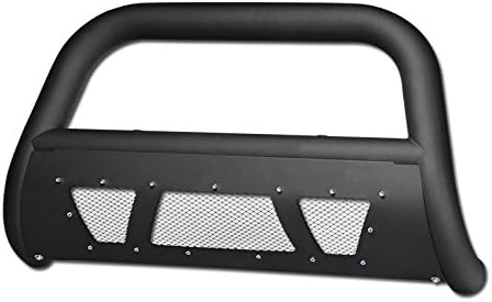 HS Power Matte Black Studded Laser Mesh Bull Bar Compatible with 05-17 Nissan Frontier | Nissan Pathfinder | Nissan Xterra All Models HD Steel Brush Push Front Bumper Grill Guard