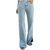 Versatile and Slimming Mid Waist Washed Denim Pants with A Slightly Flared Design, Trendy for Women