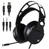 WYJP Stereo Gaming Headset for PS4 Xbox One, USB PC Gaming Headphone with Crystal Clear Sound, LED Lights & Noise-canceling Microphone for Laptop, Mac, iPad, Computer, Smartphones