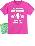 This Is What an Awesome 4 Year Old Looks Like Cute 4 Year Old Kids T-Shirt 4T Pink