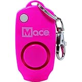 Mace Brand 130dB Personal Alarm Key Chain with Bag Clip, Backup Whistle, and Hidden Off Button for Self Defense, Pink
