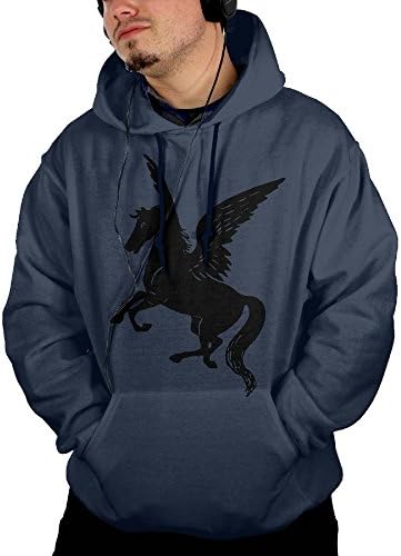 Wqaip Kerg Pullover With Pocket For Man Sweatshirts Black Wings Unicorn Hooded dowdy