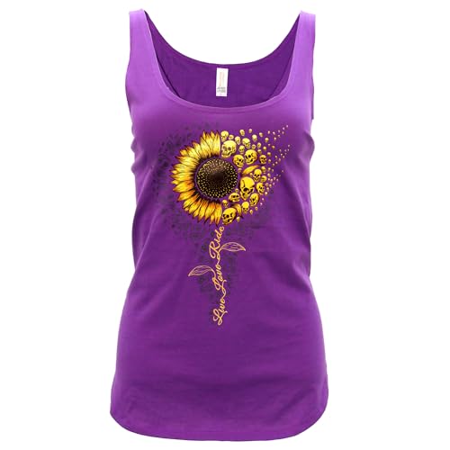 Milwaukee Leather Sunflower Skulls Purple Tank Top -MPLH224022-PURPLE-XL