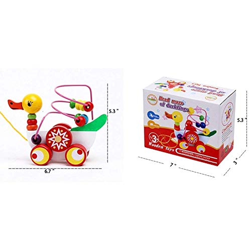 O-Toys Wooden Bead Maze Toys Duckling Pull Toy Kids Learning Education Beaded Toy for Baby Toddlers Preschool Boys and Girls Age 1 2 3 4 5 Years