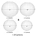 White Paper Lanterns 20 Bulk Pack with Assorted Sizes 12, 10, 8, and 6 inch = 5 Each. Largest Lantern Pack Hanging Round Chinese Lamp Decoration for Your Wedding, Reception, Crafts, and Party Lights.