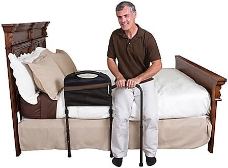 Mobility Rail with Pivoting Arm in Black | Measures 31" L x 20" W x 31"-44" H