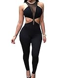 Wuxh Women's Sexy One Piece See Through Bodycon Clubwear Party Romper Jumpsuit