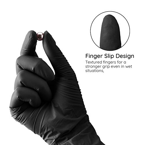 100 Counts Gloves for Hair Dye, Segbeauty Large Disposable Hair Coloring Gloves, Black Nitrile Powder Free, Latex Rubber Free Gloves, Hair Coloring Accessories for Hair Salon, Home Cleaning (Large) - Thumbnail 5