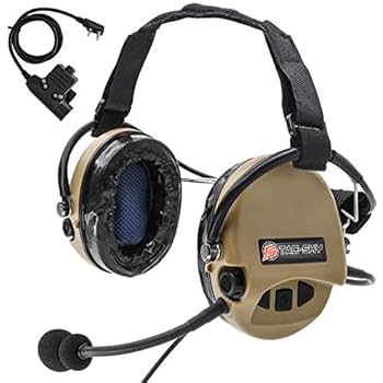 TAC-SKY Electronic Tactical Headset Noise Reduction Sound Pickup for Outdoor Airsoft Sport (Tan Color)
