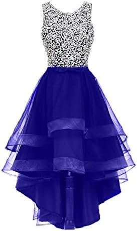 Clearbridal Women's High Low Prom Dress Formal Crystal Cocktail Party Bridesmaid Gowns AJ014