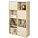 Furinno Pasir 4-Tier Shelf with 4 Door/Round Handle, Steam Beech