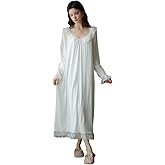 MusQiYu Women's Vintage Victorian Princess Nightgown Long Sleeve Sleepwear Lounge Dress For Spring And Autumn
