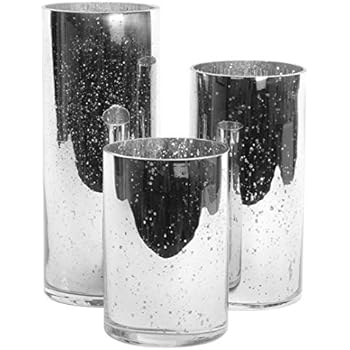 Amazon Com Koyal Wholesale Silver Antique Glass Cylinder Vases