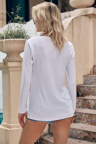 HOPECK Crewneck Sweatshirts for Women Casual Long Sleeve Shirt with Pocket Tunic Tops