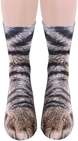 Novelty Animal Paw Socks Funny 3D Print Crew Socks for Men Women Kids