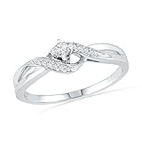 10KT White Gold Round Diamond Twisted Promise Ring (0.12 cttw)
