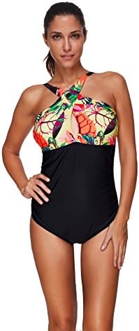 GAOLIM Swimwear/Summer Women'S Synchronized Swimsuit/Printed Comfortable Tights/Swimsuit/Swimming Sports Swimming Suit,Black,L