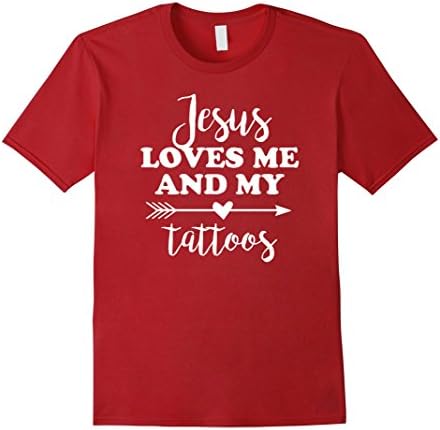 Mens Jesus Loves Me And My Tattoo Shirt - Christian Gift Hero Large Cranberry