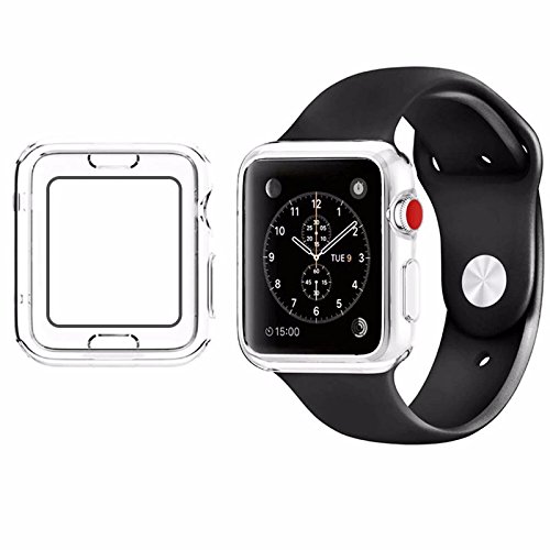 Apple Watch Case, FOLOME Plated Soft Slim TPU Protective Case Flexible Anti-Scratch Bumper Cover for iWatch Series 3 Series 2 Series 1 Watch Sticker (38mm Clear Case)